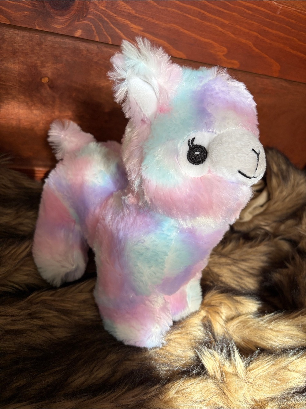 Pastel Rainbow Llama Plush Toy - Soft Multicolor Stuffed Animal